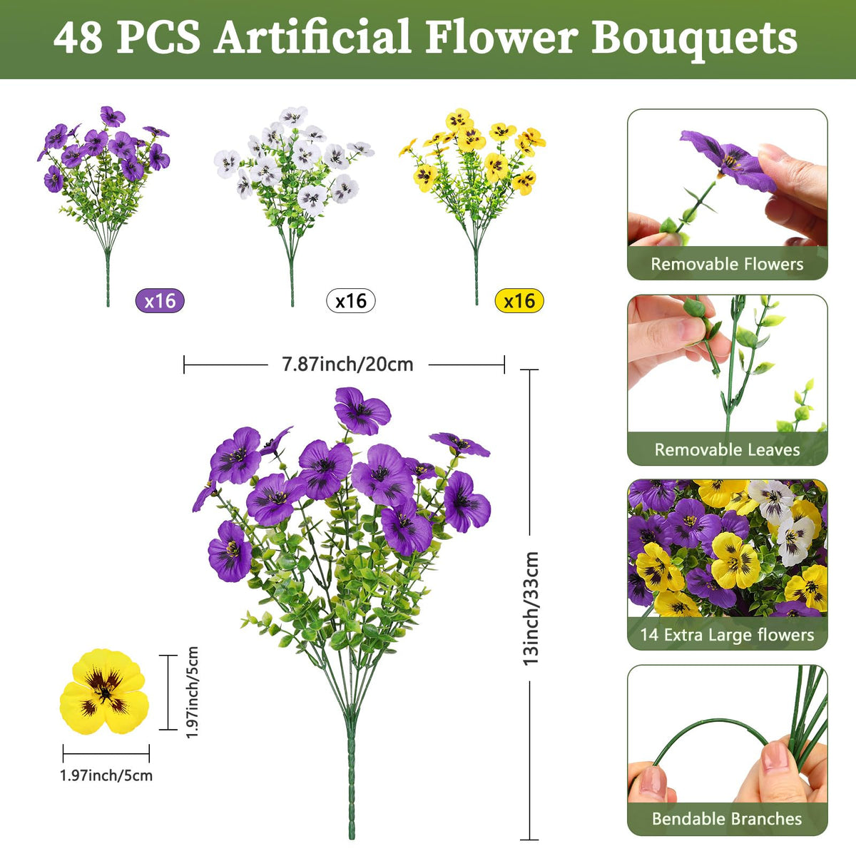 Alupssuc UV-resistant artificial flowers endure sun without fading for porch displays