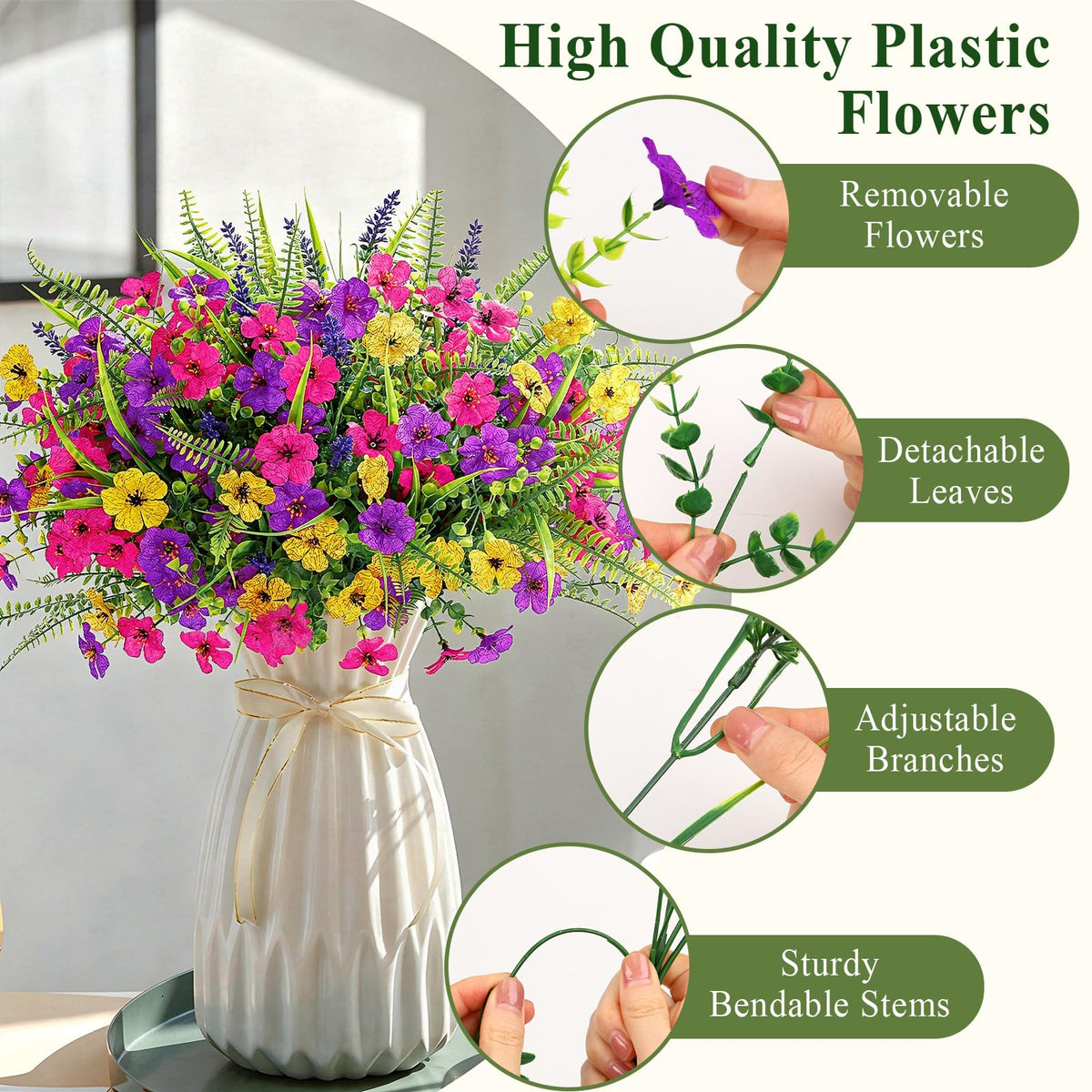 Alupssuc yellow daisy branch artificial flowers for garden walkway