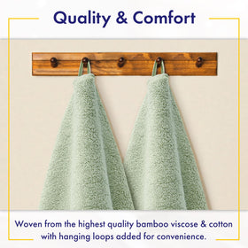 Alusa Home towel hanging loop shows easy hanging and quick drying.