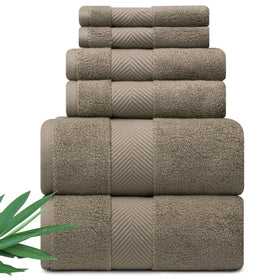 Alusa Home ultra-soft bamboo towels in taupe, six-piece set for luxury bath