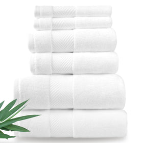 Alusa Home ultra-soft bamboo towels 6pc white ready for daily spa-like comfort.