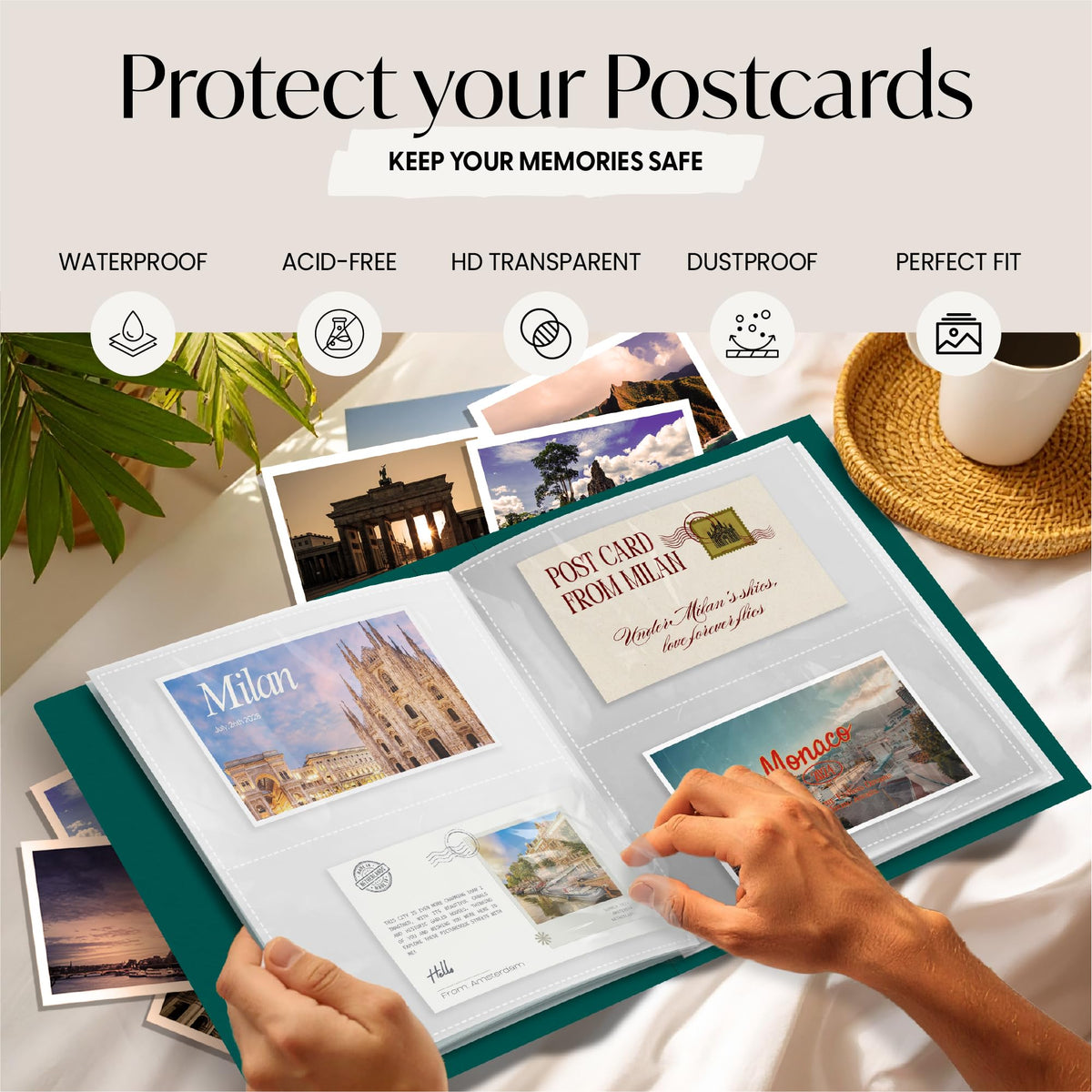 Alvorn Postcard Album holds up to 200 cards with compact, space-saving design.