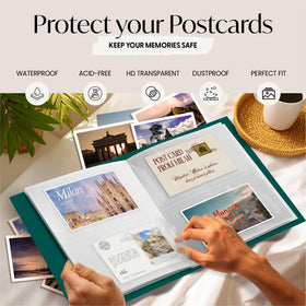 Alvorn Postcard Album holds up to 200 cards with compact, space-saving design.