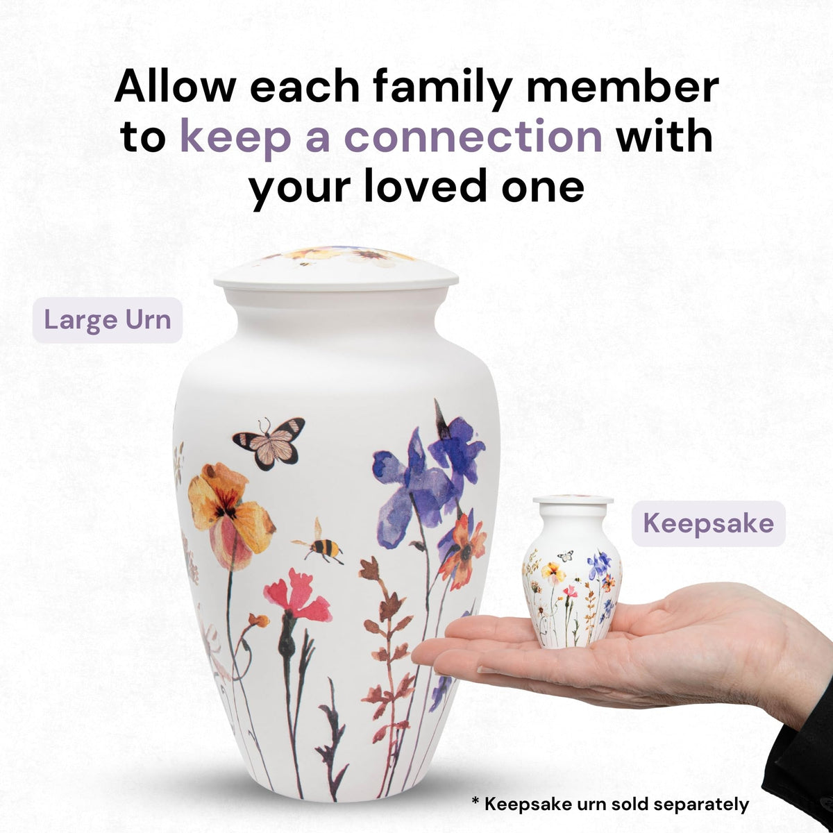 Always With Us wildflower urn has a smooth satin-like finish for display