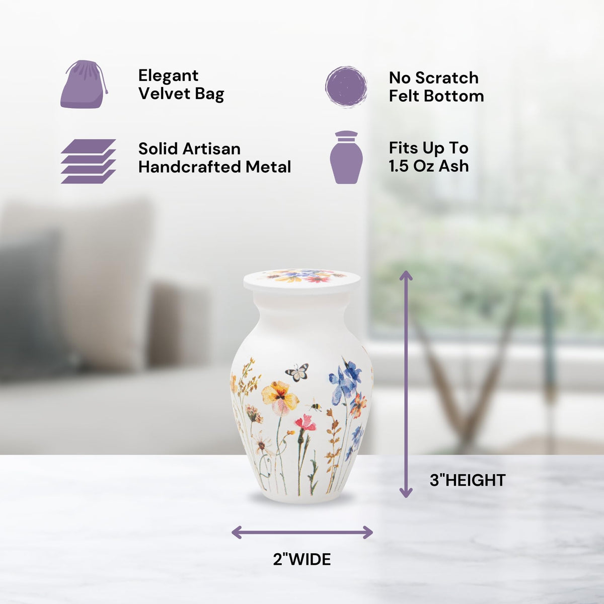Always With Us wildflower urn side view highlighting its decorative design