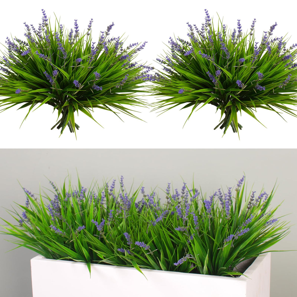 alyptus outdoor artificial flowers with 24 purple monkey grass bundles for lush patio displays