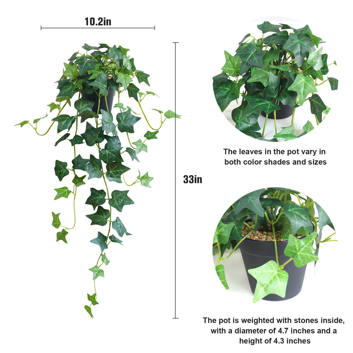 Alyptus fake English ivy pot set perfect for shelves or desks
