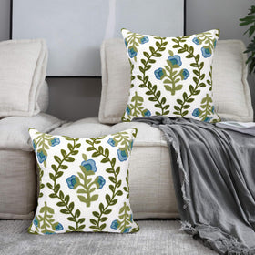 Alysheer green vines embroidery detail enhances sofa decor