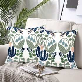 Alysheer navy blue flower greenery embroidery closeup perfect for living room accents