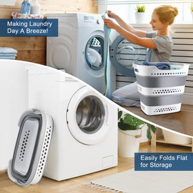 ALYSTER collapsible basket folded flat for compact storage in small spaces.