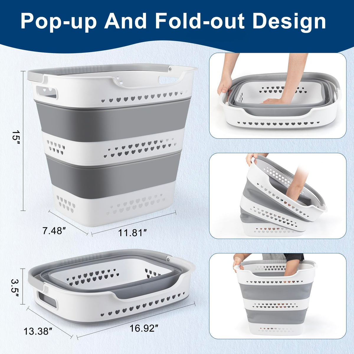 ALYSTER pop-up laundry basket BPA-free plastic built for daily heavy use.