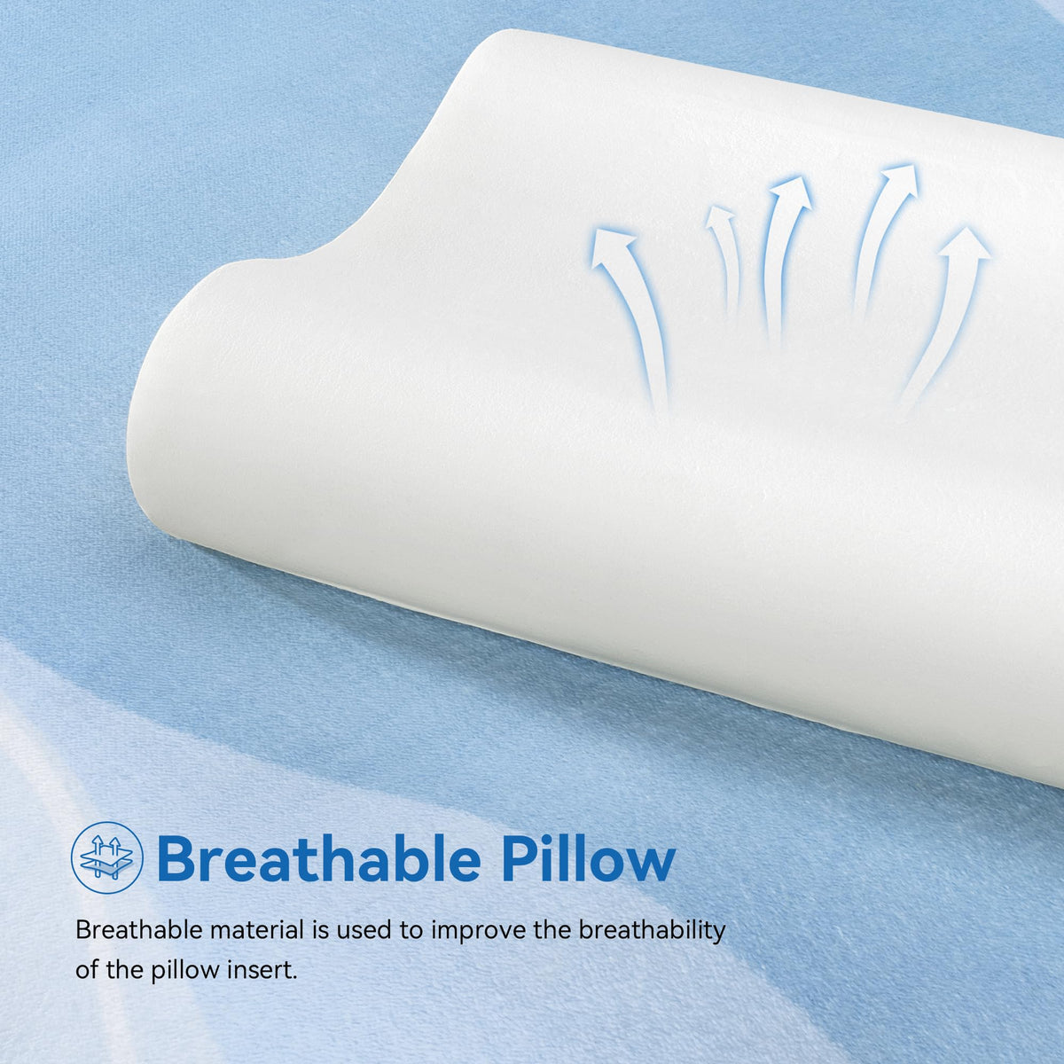 AM AEROMAX 32-inch pillow in-bed scene highlights roomy, comfortable setup