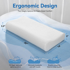 AM AEROMAX 32-inch pillow neck-shoulder-support aligns head and spine for comfort