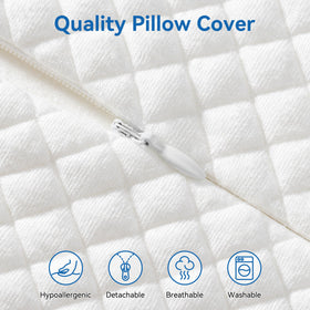 AM AEROMAX 32-inch pillow soft-cover closeup reveals skin-friendly fabric