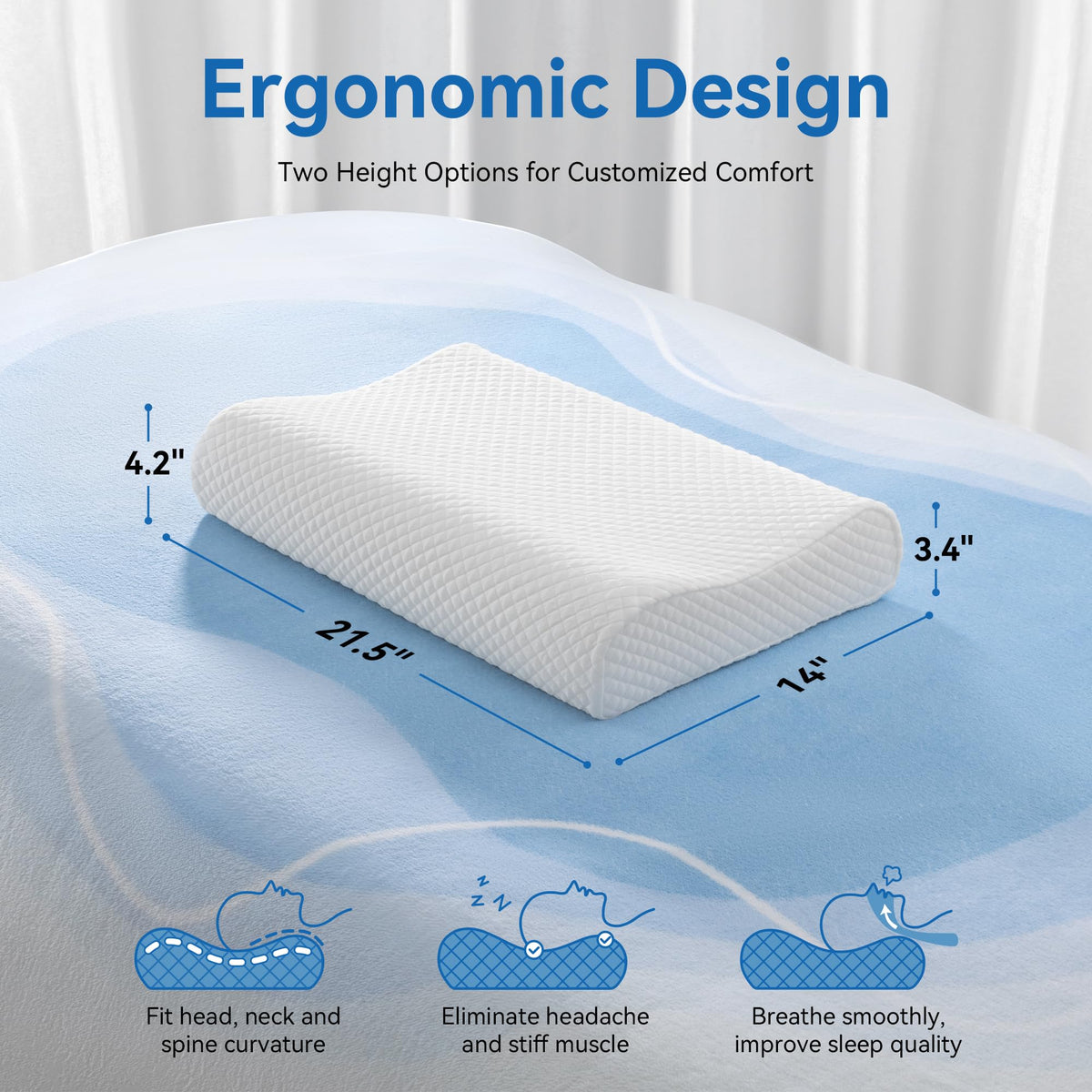 AM AEROMAX pillow features ventilated honeycomb core for cooling comfort