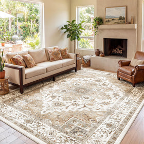 AMADA vintage-style living room rug enhances cozy seating areas