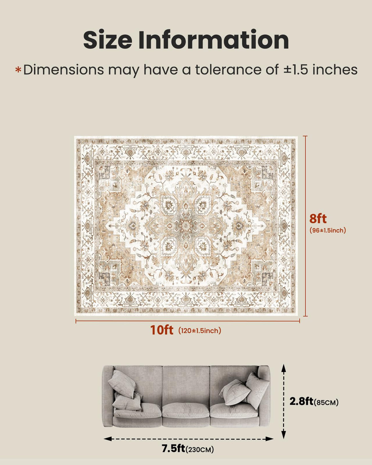 AMADA washable rug ready for quick cleaning and refreshing look