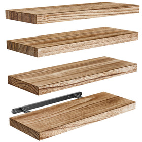 AMADA floating shelves with paulownia wood finish offer warm wall storage.