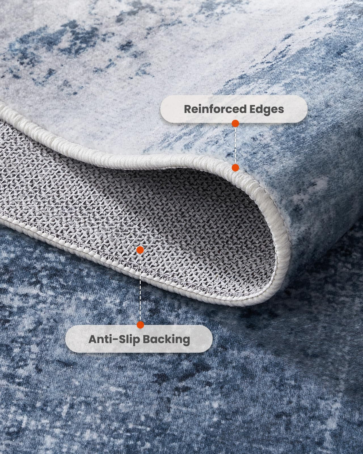 AMADA HOMEFURNISHING non-slip backing keeps rug stable on tile or wood.