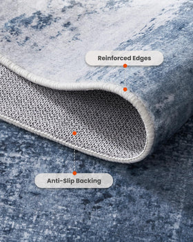 AMADA HOMEFURNISHING non-slip backing keeps rug stable on tile or wood.