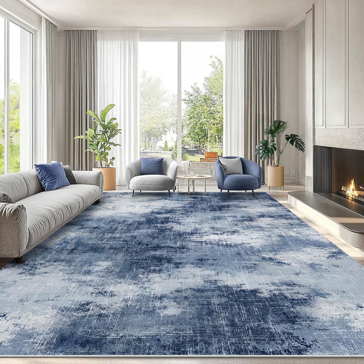 AMADA HOMEFURNISHING 8x10 area rug with abstract pattern adds texture and flair.