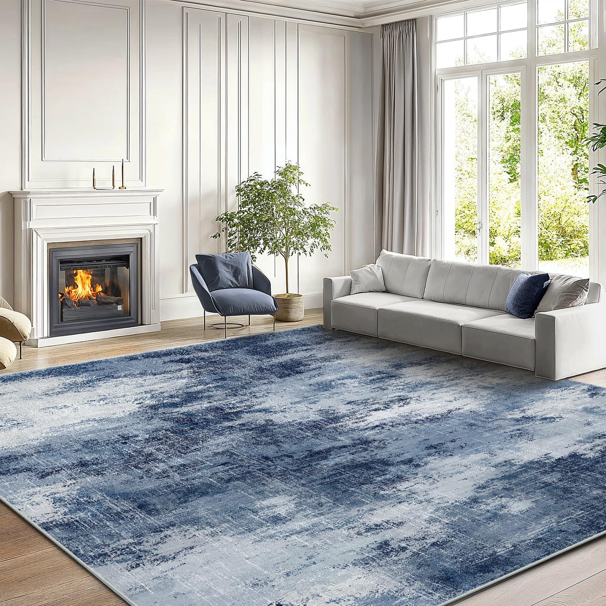 AMADA HOMEFURNISHING soft faux wool 0.24-inch pile delivers cozy barefoot comfort.