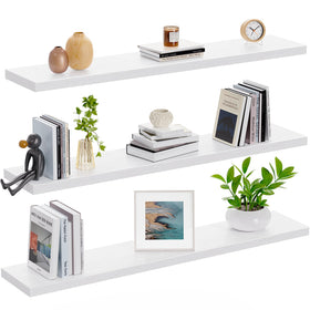 AMADA shelves hold books and keepsakes for organized display.