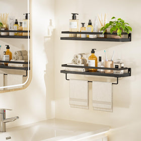 AMADA HOMEFURNISHING floating shelves with brackets provide durable wall storage.
