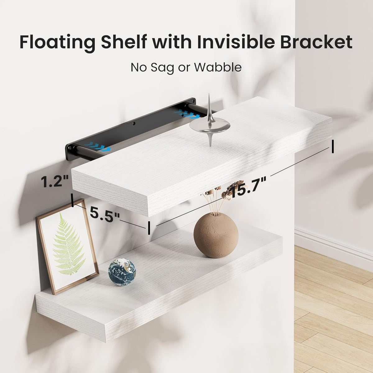 AMADA HomeFurnishing 22-lb capacity shelf holds photos and decor securely