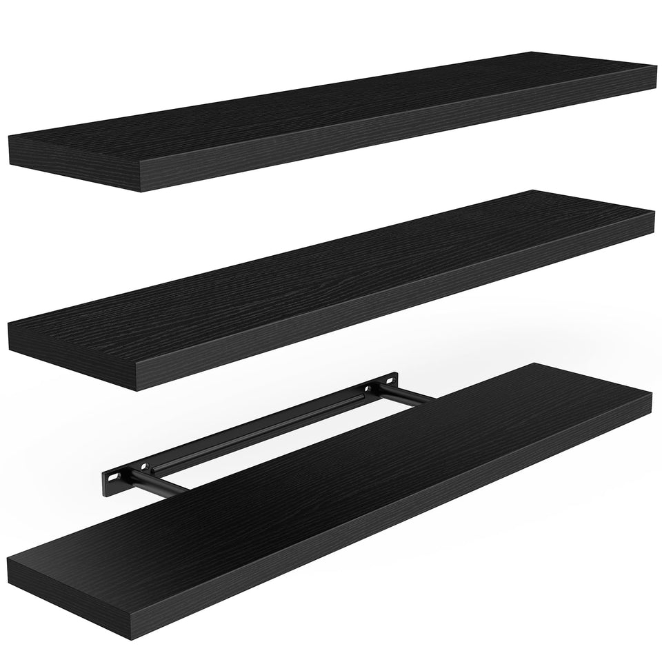 AMADA HOMEFURNISHING floating shelves with hidden brackets for a clean, clutter-free wall look.