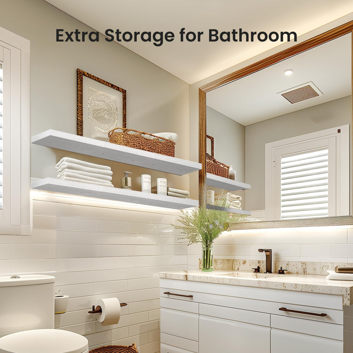 AMADA HomeFurnishing slim design shelves maximize wall space gracefully