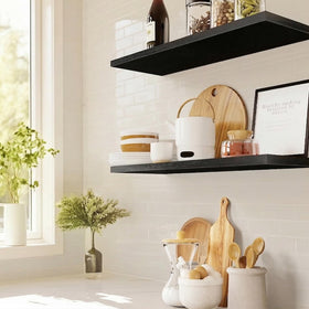 AMADA floating shelves for tidy entryways with compact storage.