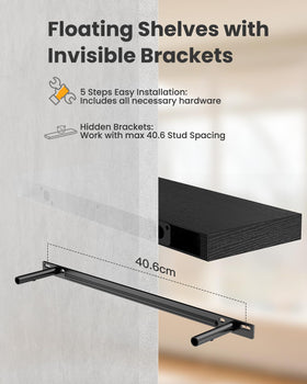 AMADA shelving adapts to drywall, studs, or concrete walls.