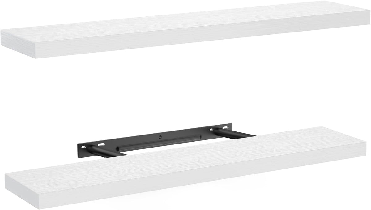 AMADA HOMEFURNISHING floating shelves white wall-mounted set of 2 for organized display