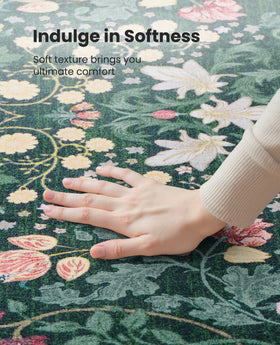 AMADA HOMEFURNISHING machine-washable rug is easy to clean after spills and dirt.