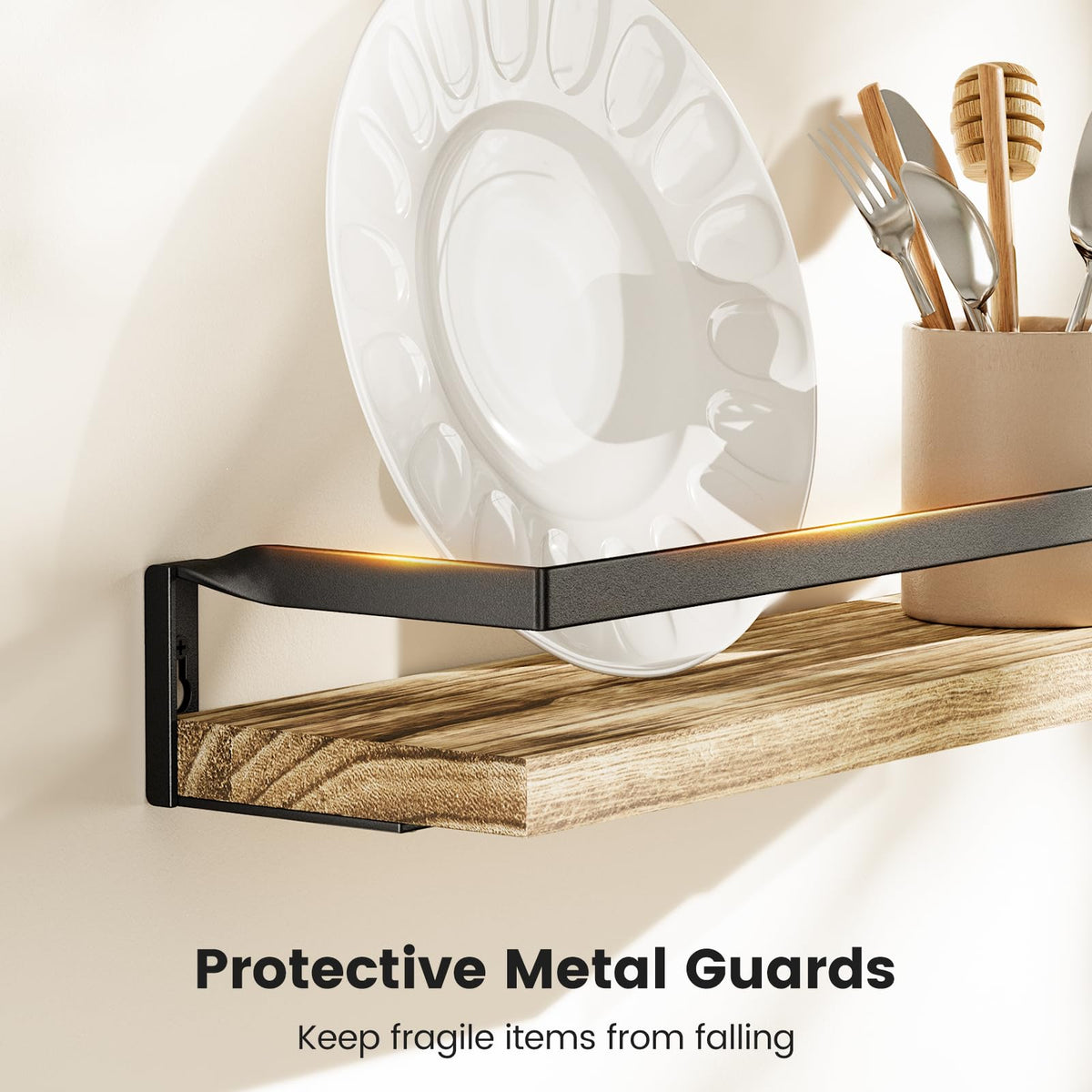 AMADA HOMEFURNISHING rust-resistant brackets support up to 22 pounds.