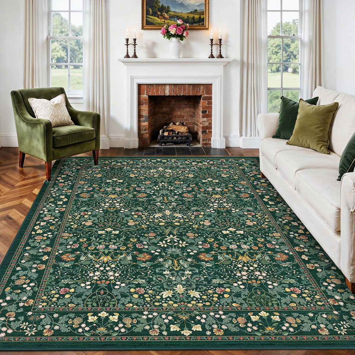 AMADA HOMEFURNISHING non-slip backing keeps this rug steady on hardwood and tile floors.