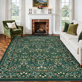 AMADA HOMEFURNISHING non-slip backing keeps this rug steady on hardwood and tile floors.