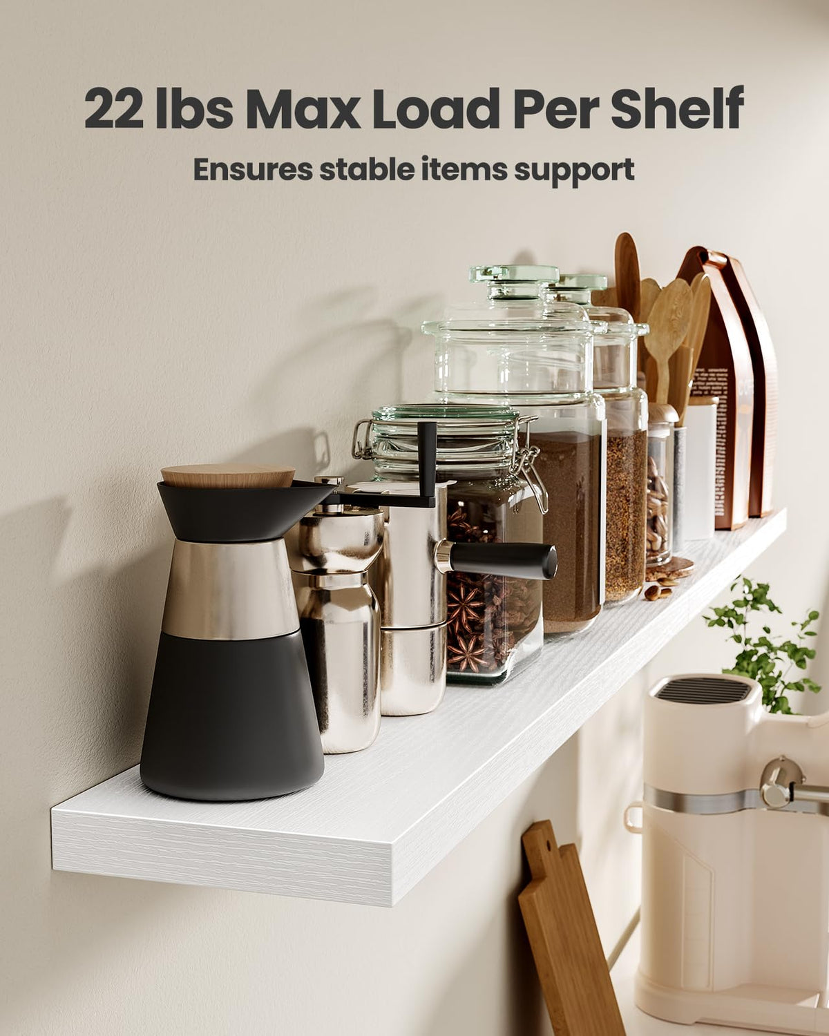 AMADA HOMEFURNISHING 6-7 inch depth shelves provide ample space for daily essentials.