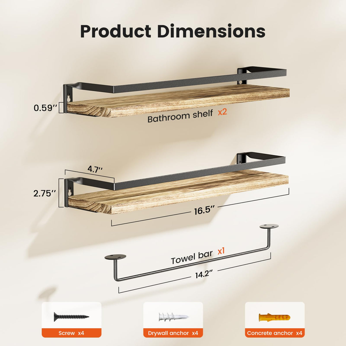 AMADA HOMEFURNISHING shelves with towel bar dry towels and small items efficiently.