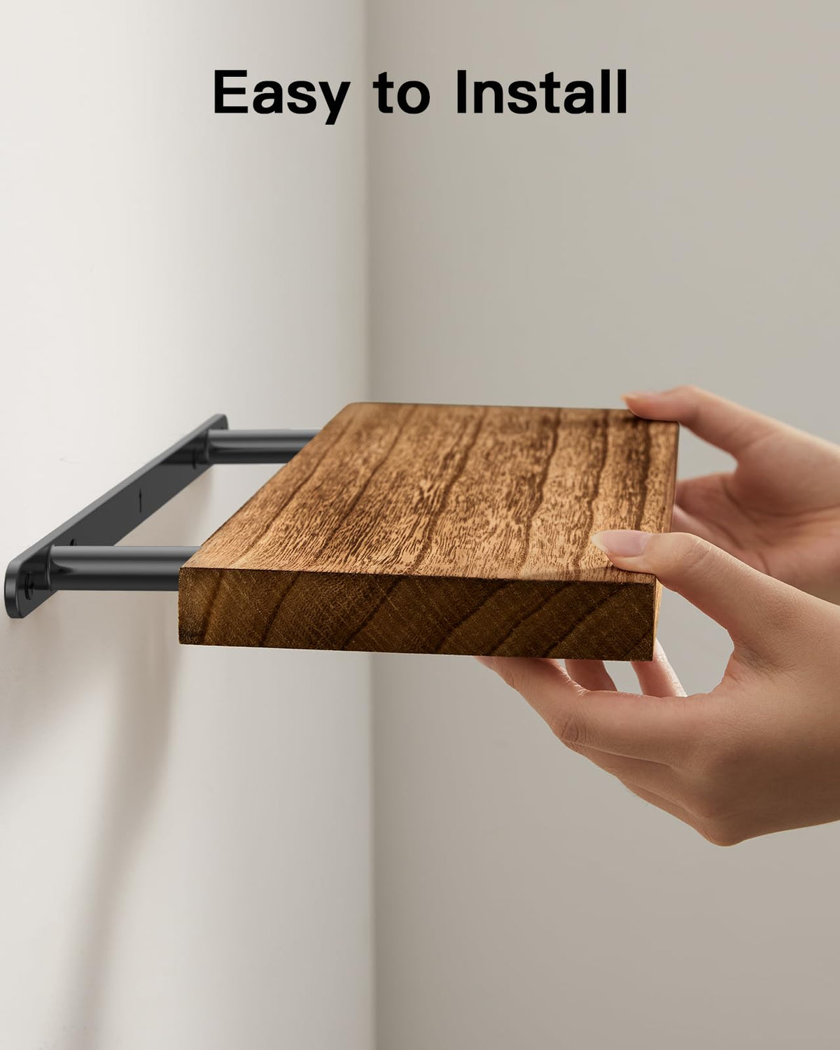 AMADA HOMEFURNISHING floating shelves living-room setup creates modern focal point