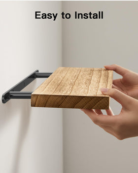 AMADA kitchen organization on wall shelves saves vertical counter space.