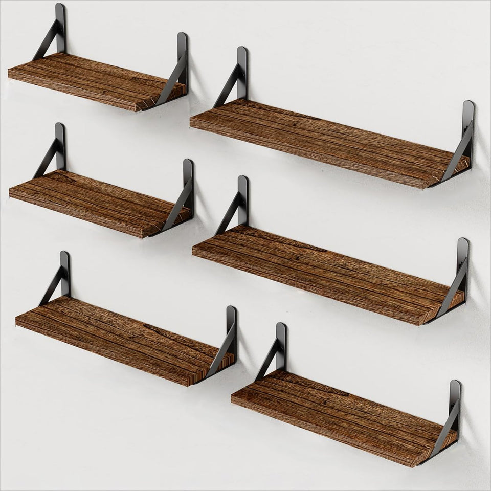 AMADA Wall Shelves Set6 overview showing six versatile floating shelves.
