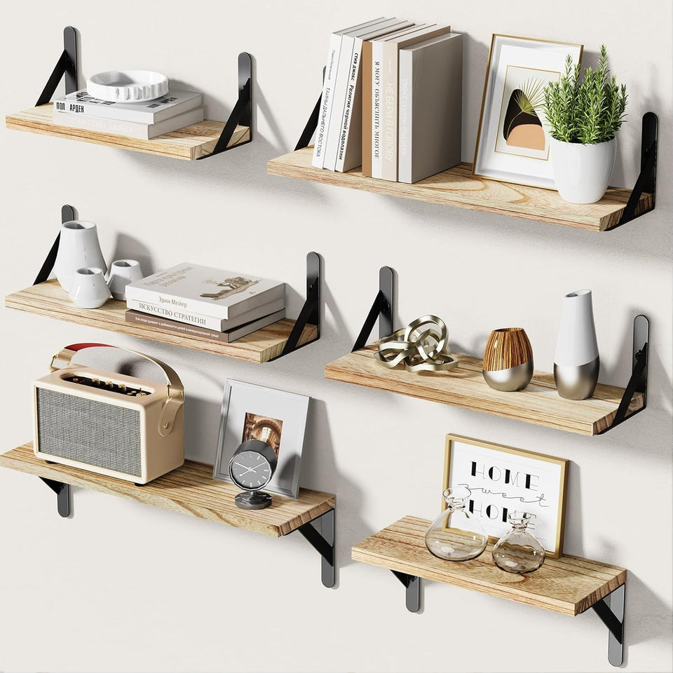 AMADA wall shelves set6 large top display showcasing rustic farmhouse design and sturdy support