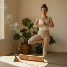 Amae incense calm ritual setup clearing stagnant energy during meditation.