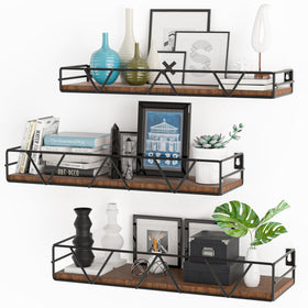 Amaoot floating shelves set of 3 on wall, space-saving storage for living rooms