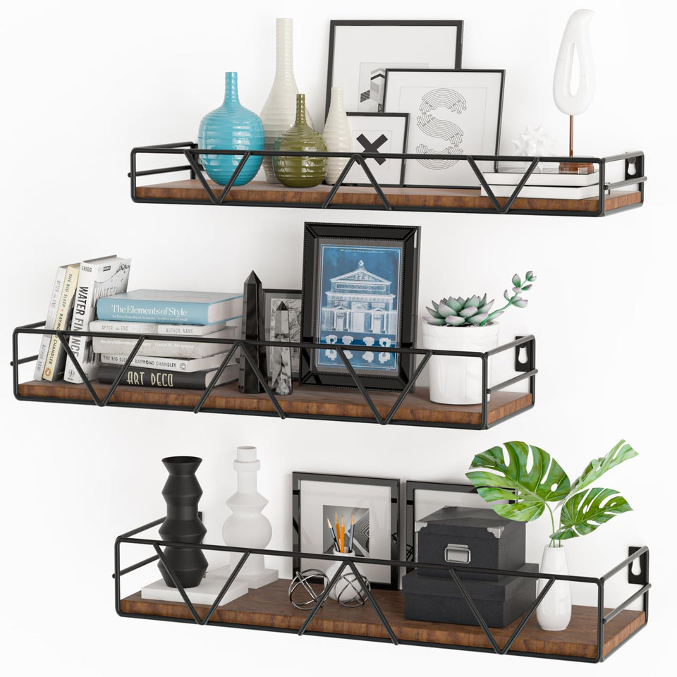 Amaoot floating shelves set of 3 on wall, space-saving storage for living rooms