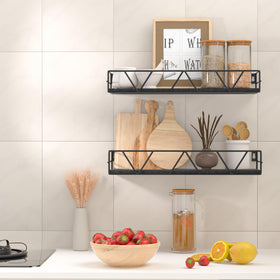 Amaoot floating shelves set3 wall-mount with guardrail keeps items secure.
