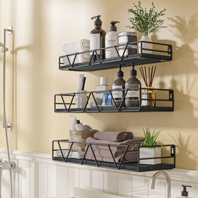 Amaoot floating shelves set3 wood grain detail adds natural farmhouse charm.