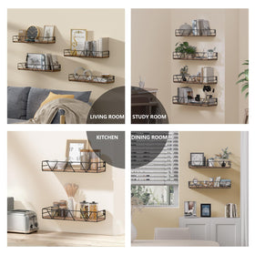 Amaoot floating shelves set4 closeup grain highlighting natural wood variation